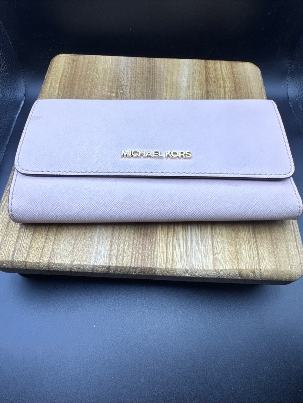 Michael Kors Blush Saffiano Leather Continental Wallet with Gold Logo